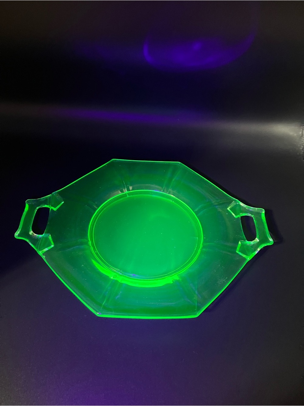Vintage Uranium Glass Serving Tray - Vibrant Neon Green